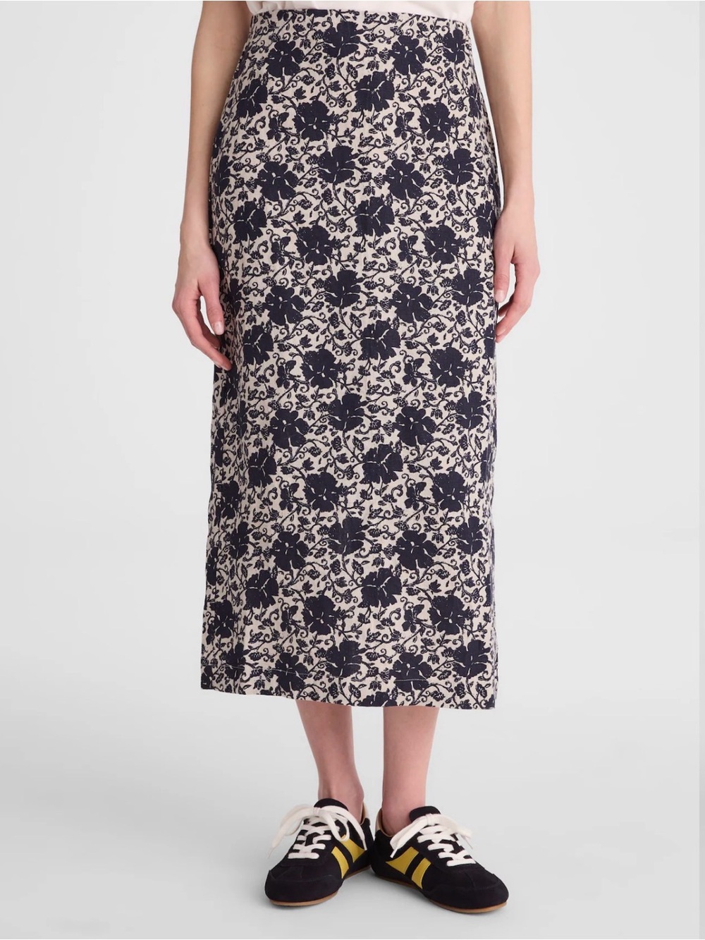 MADEWELL SIZE 8 Pull-On Midi Skirt in Floral-Print Linen NZ485 $128